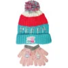 Peppa Wutz Pig Kinder Wintermütze Mütze Bommelmütze Plus Handschuhe
