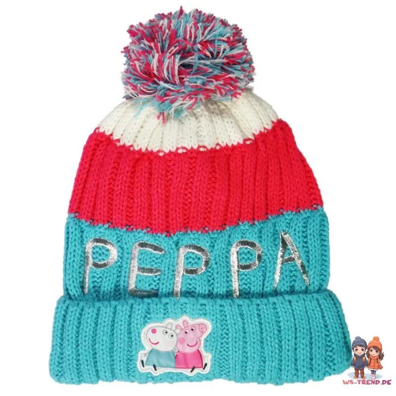 Peppa Wutz Pig Kinder Wintermütze Mütze Bommelmütze Plus Handschuhe 4 Peppa Wutz Pig Kinder Wintermütze Mütze Bommelmütze Plus Handschuhe – Bild 2