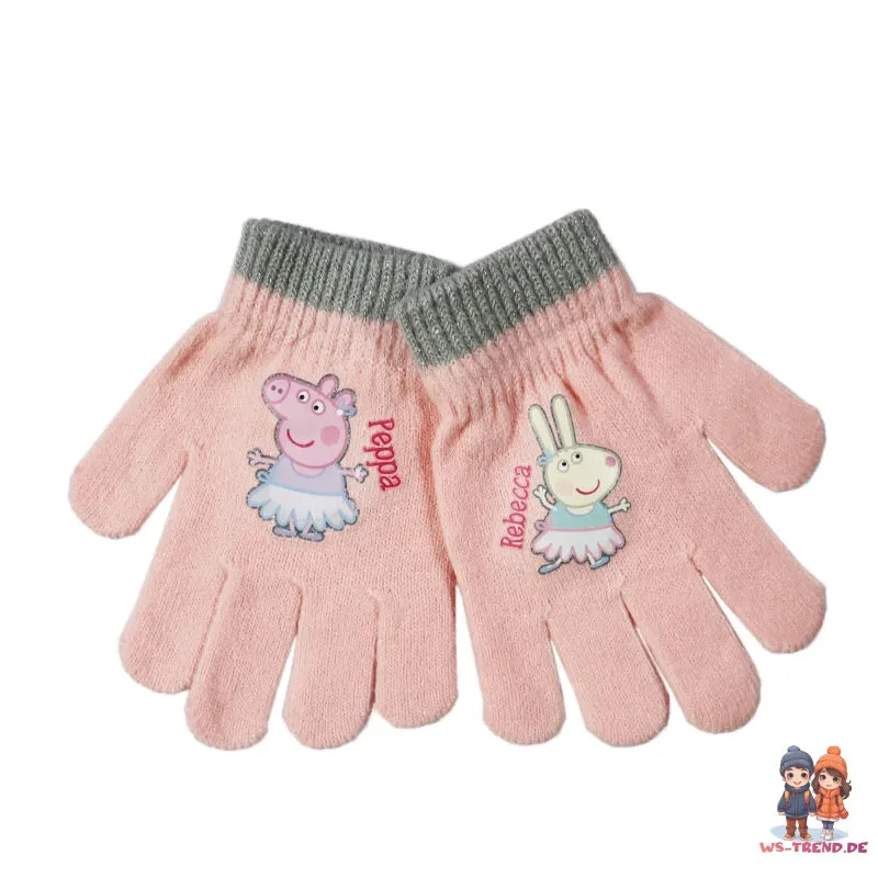 Peppa Wutz Pig Kinder Wintermütze Mütze Bommelmütze Plus Handschuhe 6 Peppa Wutz Pig Kinder Wintermütze Mütze Bommelmütze Plus Handschuhe – Bild 4