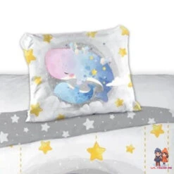 Pinguin Wal Baby Bettwäsche 2tlg Set 100x135 40x60 Cm 100% Baumwolle -Bekleidung Peripherie pingiu bettw 01c