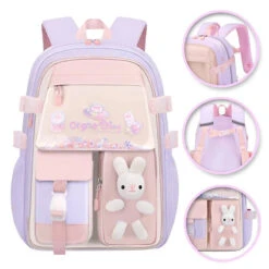 Häschen Hase Mädchen Rucksack Backpack Tasche Schultasche 45 X 32 X 17 Cm 24 Häschen Hase Mädchen Rucksack Backpack Tasche Schultasche 45 X 32 X 17 Cm -Bekleidung Peripherie plecak rabbit sweet szkolny uniwersalny kieszonki odblaski pl163fio 2