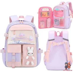 Häschen Hase Mädchen Rucksack Backpack Tasche Schultasche 45 X 32 X 17 Cm 25 Häschen Hase Mädchen Rucksack Backpack Tasche Schultasche 45 X 32 X 17 Cm -Bekleidung Peripherie plecak rabbit sweet szkolny uniwersalny kieszonki odblaski pl163fio 3
