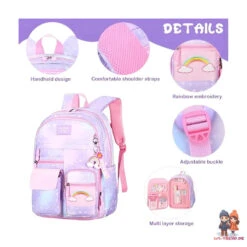 Regenbogen Rainbow Mädchen Rucksack Backpack Tasche Schultasche Lila -Bekleidung Peripherie plecak rainbow sweet szkolny uniwersalny z brelokiem kieszonki pl161 3