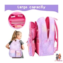 Regenbogen Rainbow Mädchen Rucksack Backpack Tasche Schultasche Lila -Bekleidung Peripherie plecak rainbow sweet szkolny uniwersalny z brelokiem kieszonki pl161 4