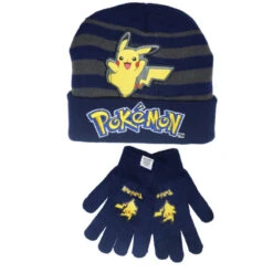 Pokemon Pikachu Jungen Herbst Wintermütze Plus Handschuhe Gr. 54/56 -Bekleidung Peripherie pokemon 2set 01c