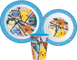 Pokemon Pikachu Kinder Geschirr Set Teller Schüssel Becher