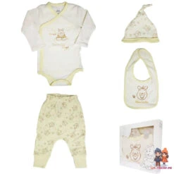 Disney Winnie Der Pooh Baby 4 Tlg Set Body Hose Lätzchen Mütze