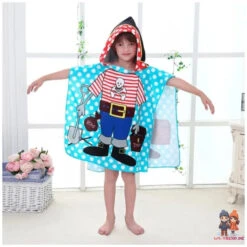 Pirat Kinder Jungen Mikrofaser Poncho Badeponcho -Bekleidung Peripherie recznik plazowy peleryna dziecieca pel01wz1