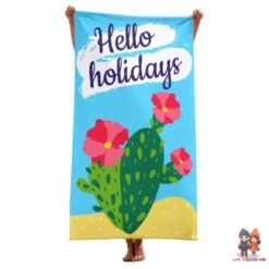 HELLO HOLIDAYSKaktus Mikrofaser Badetuch Strandtuch XXL 70x150 Cm -Bekleidung Peripherie recznik plazowy prostokatny hello holidays 150x70 rec54wz2 2