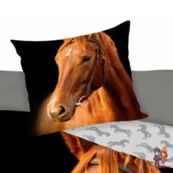 Pferde Motiv Bettwäsche 2tlg Set 135x200 80x80 Cm 100% Baumwolle -Bekleidung Peripherie s l1600 01b