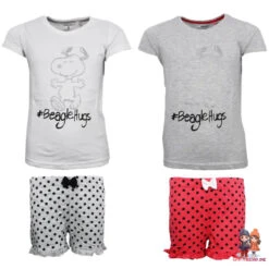 Snoopy Mädchen Kurzarm Pyjama Schlafanzug Shirt Shorts