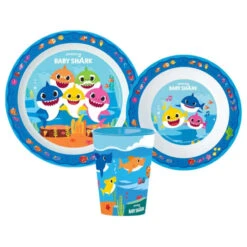 Stor Baby Shark Haie Kinder Geschirr-Set 3 Teilig Becher Teller Schüssel