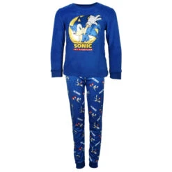 Sega Sonic The Hedgehog Jungen Kinder Velours Langarm Pyjama Schlafanzug