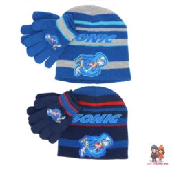 Sonic The Hedgehog Kinder 2tlg Set Wintermütze Plus Handschuhe