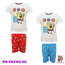 Spongebob Schwammkopf Kinder Kurzarm Pyjama Schlafanzug