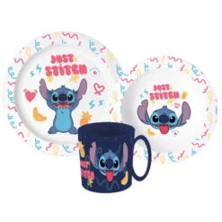 Stor Disney Stitch Kinder Geschirr-Set 3 Teilig Becher Teller Schüssel Frühstücksset