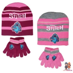 Disney Sticth Kinder Herbst Mütze Wintermütze Plus Handschuhe Gr. 52/54