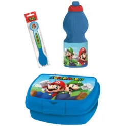 Super Mario Set Lunchbox Mit Trinkflasche Und Besteck
