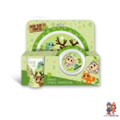 Fuchs Reh Kinder Geschirr-Set 3 Tlg Becher Teller Schüssel Geschenkverpackung -Bekleidung Peripherie wald tell set 01b