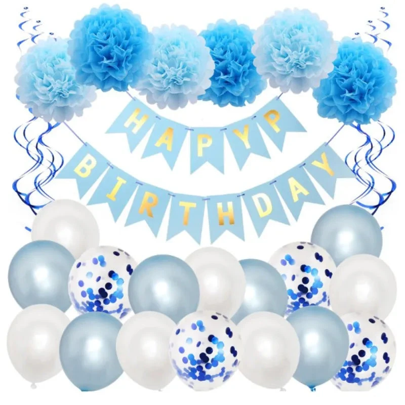 Happy Birthday Luftballons Geburtstag Party Deko Set 24 Teilig Blau 3 Happy Birthday Luftballons Geburtstag Party Deko Set 24 Teilig Blau